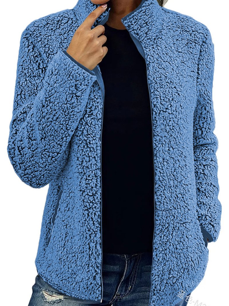 Shawl Collar Casual Fluff/Granular Fleece Fabric Teddy Jacket