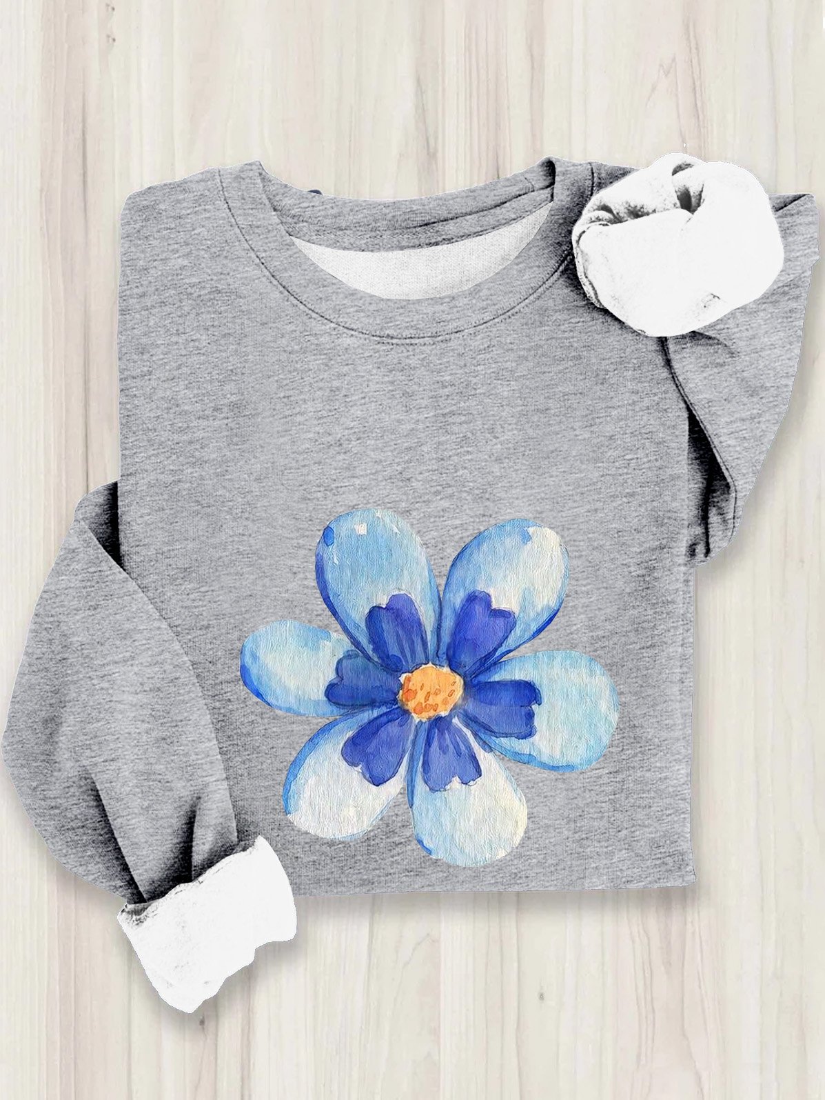 Cotton Casual Floral Loose Sweatshirt