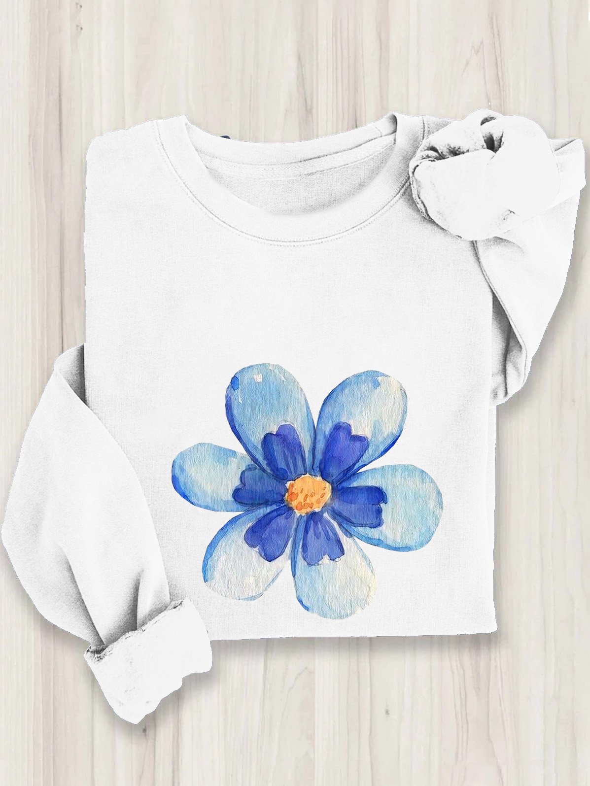 Cotton Casual Floral Loose Sweatshirt