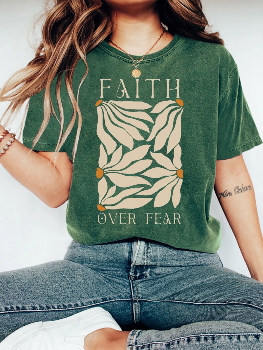 Faith Over Fear Christian Vintage Distressed Shirt