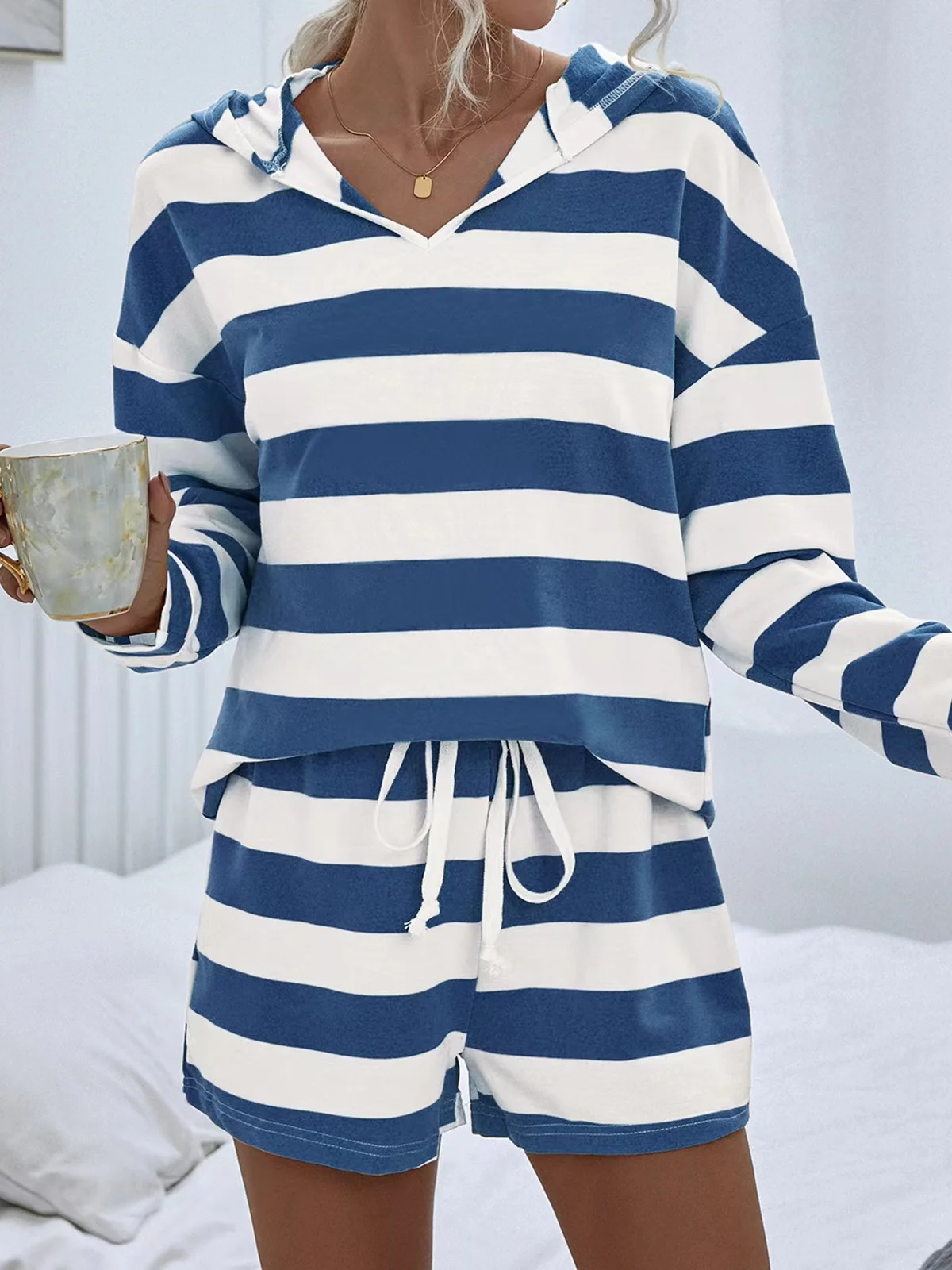 Striped Hoodie Casual Two-Piece Set