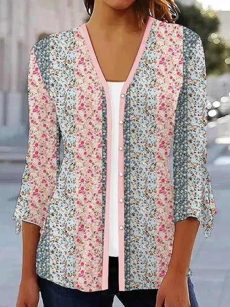 V Neck Casual Jersey Kimono