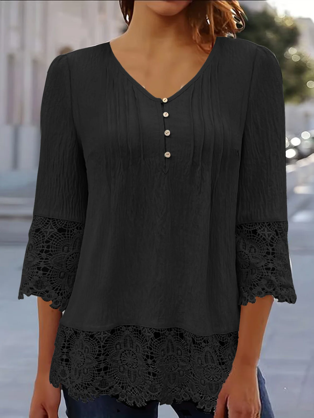 Casual Lace Loose Blouse