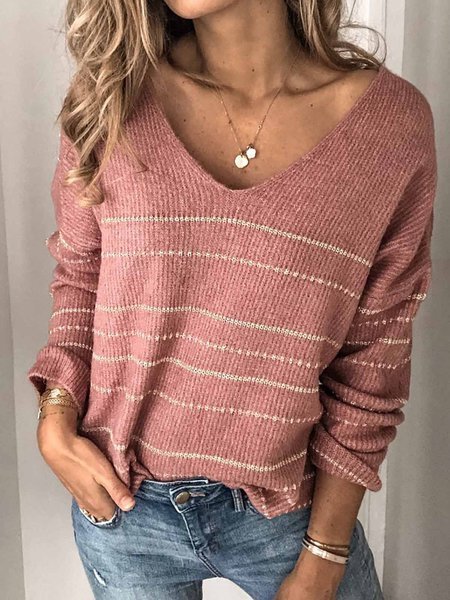 V Neck Casual Sweater