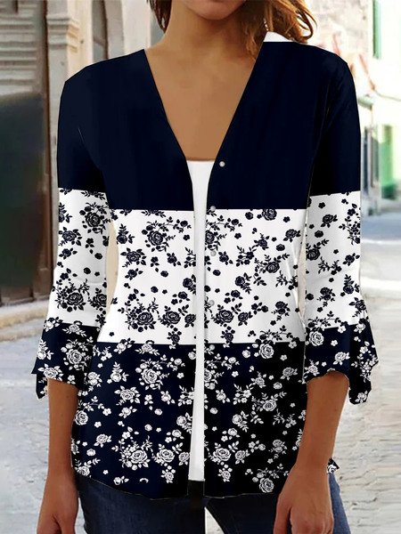 V Neck Casual Jersey Kimono