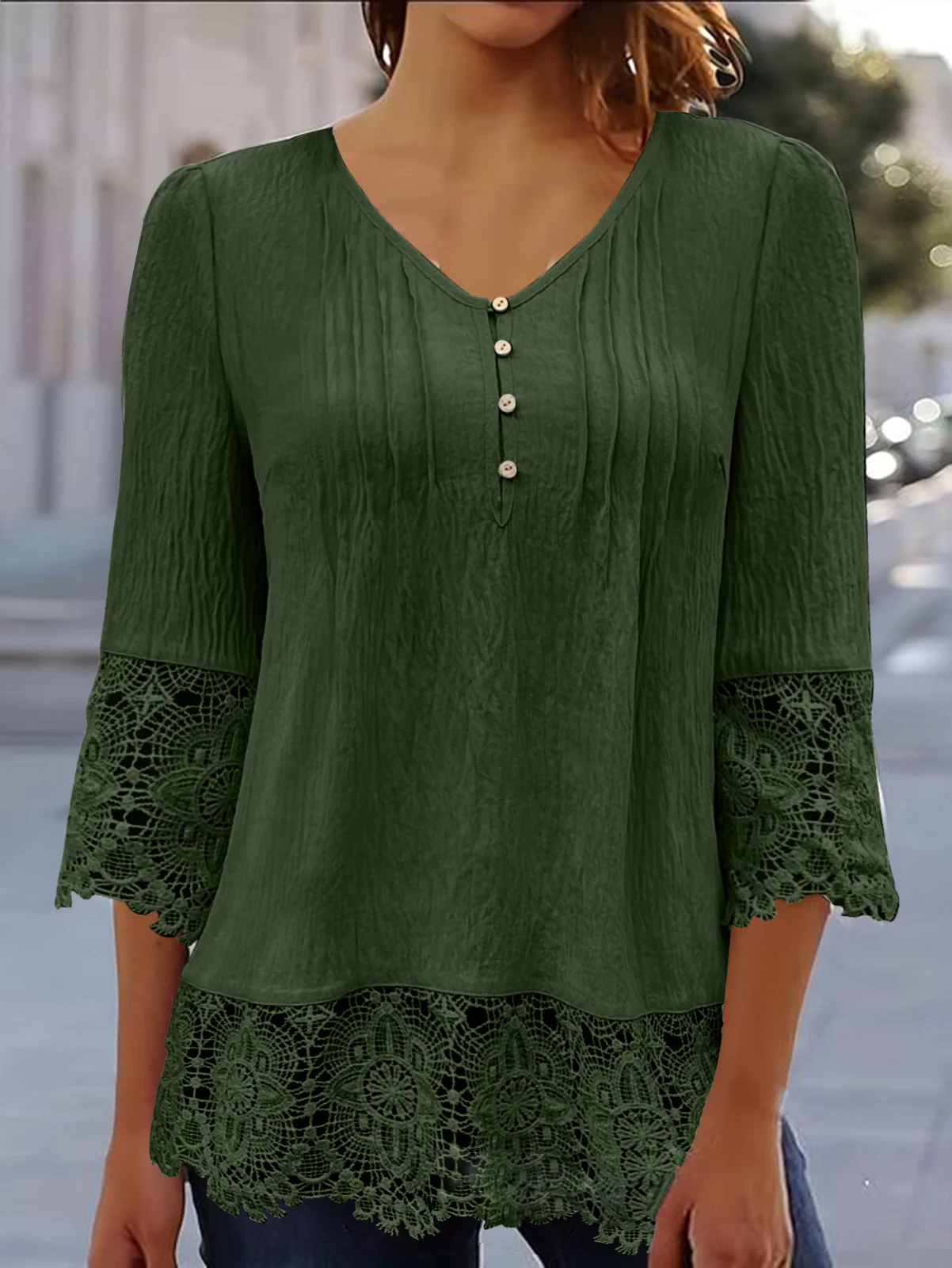 Casual Lace Loose Blouse