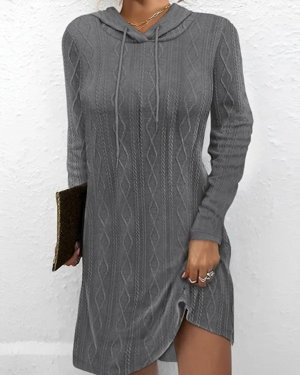 Casual Plain Regular Fit Yarn/Wool Yarn Dress With No