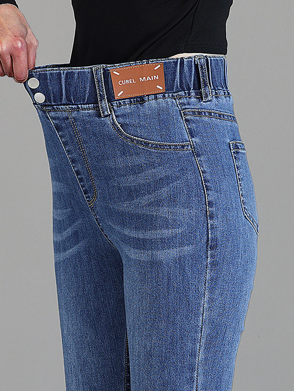 Plain Distressing Casual Denim Jeans