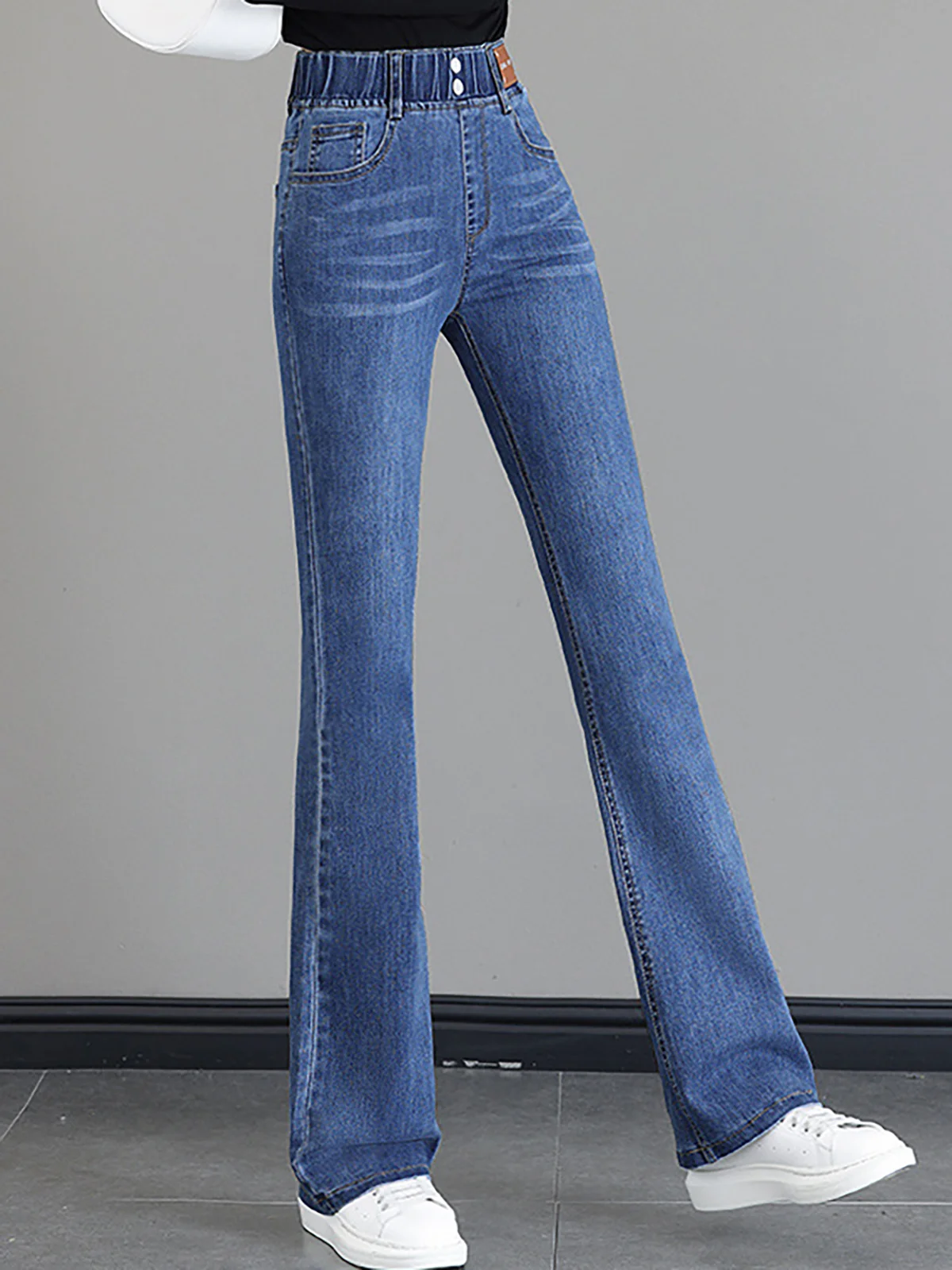 Plain Distressing Casual Denim Jeans