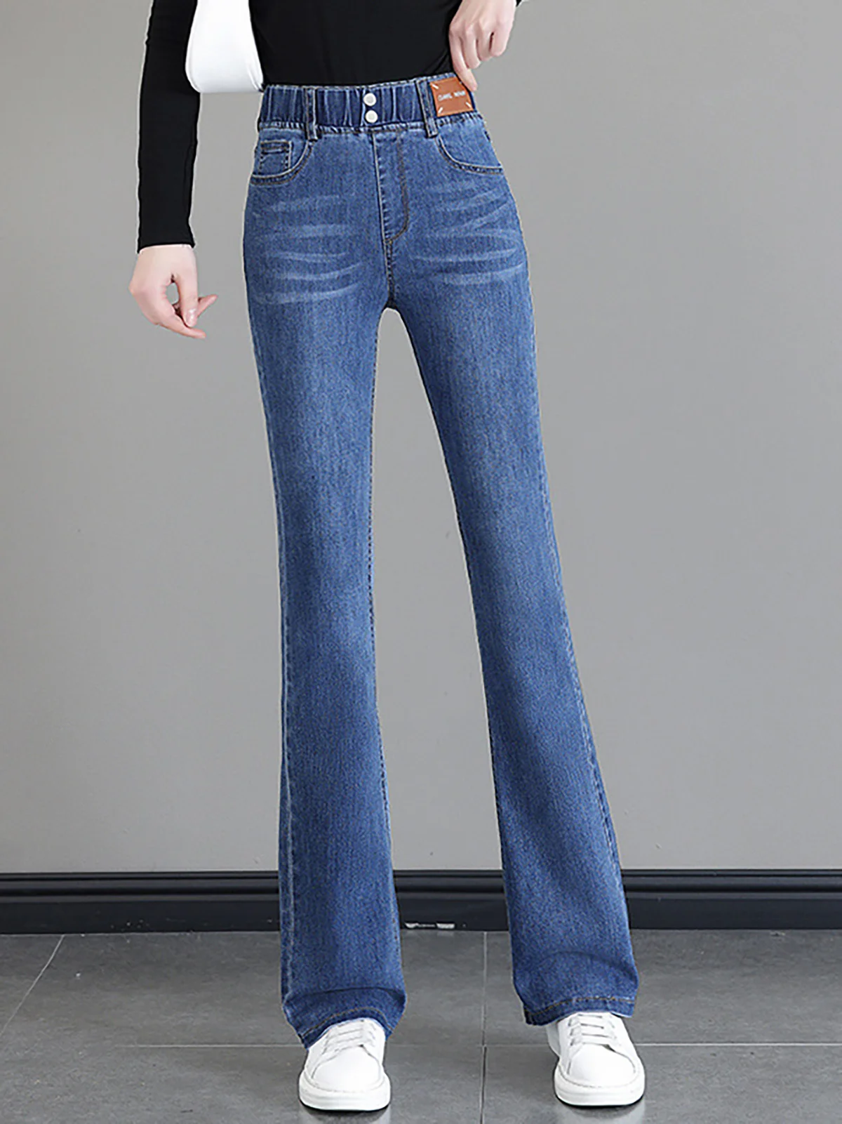 Plain Distressing Casual Denim Jeans