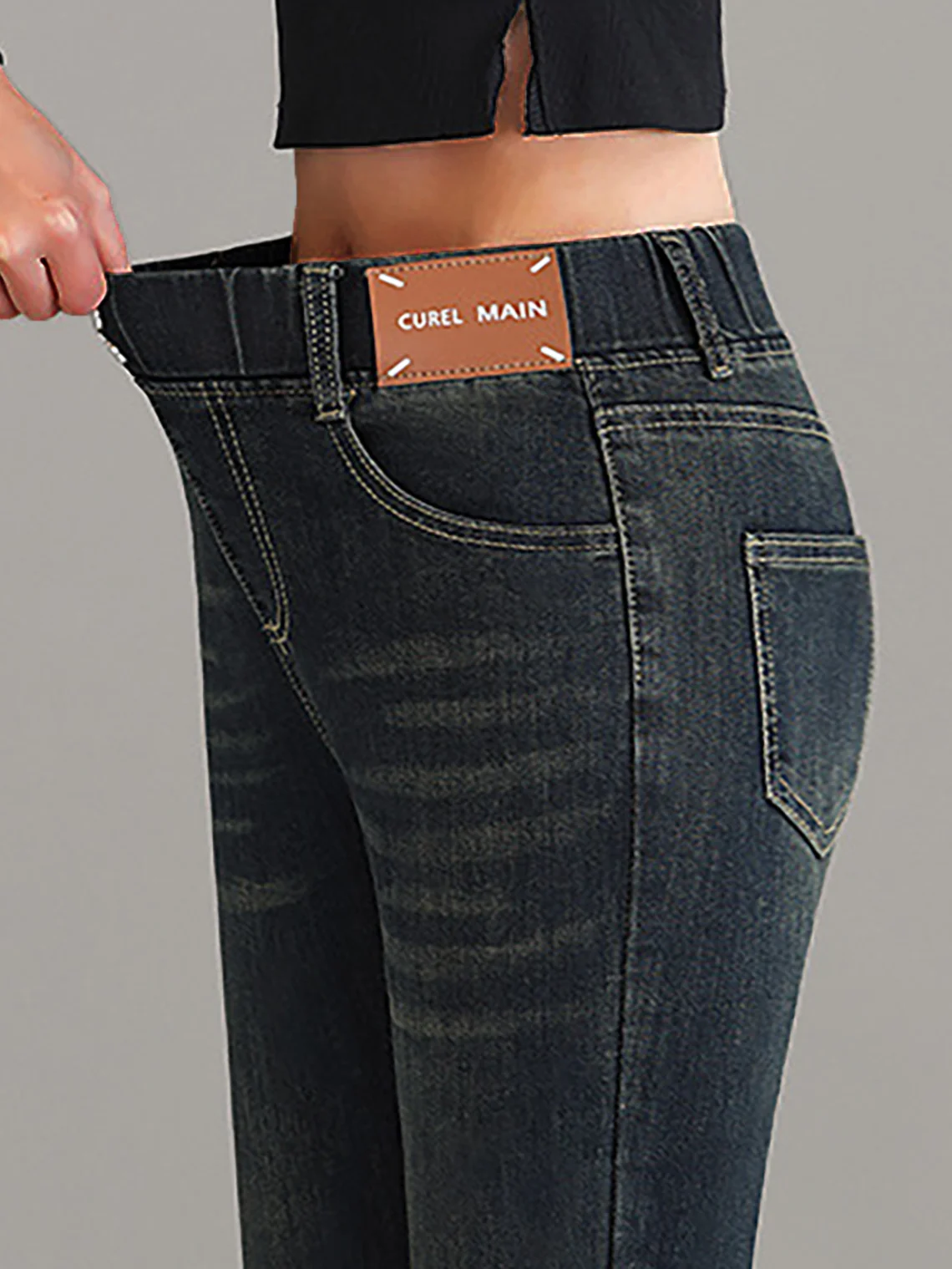 Plain Distressing Casual Denim Jeans