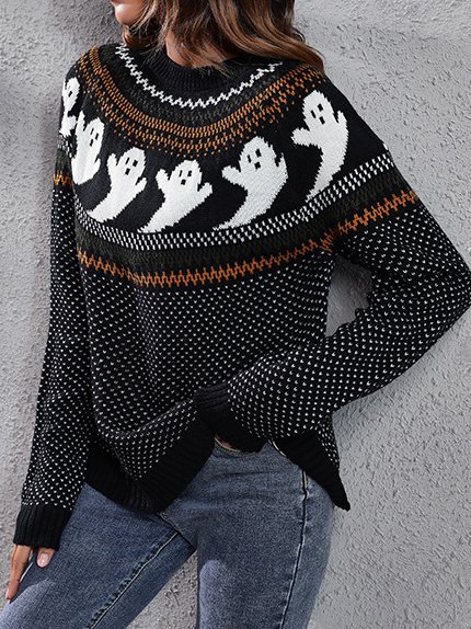 Halloween Yarn/Wool Yarn Loose Casual Sweater