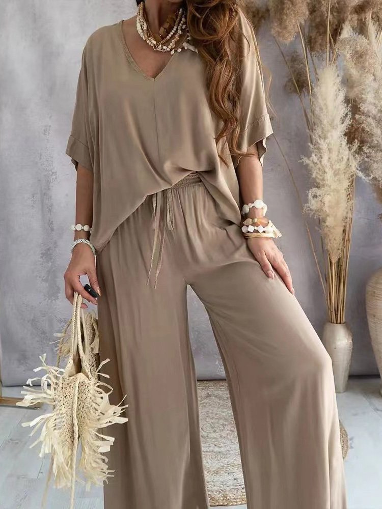 Loose Casual Plain Two-Piece Set