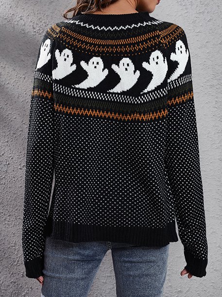 Halloween Yarn/Wool Yarn Loose Casual Sweater