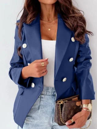 Pu Casual Plain Blazer