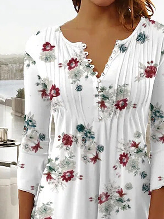 Floral Loose Casual Jersey T-Shirt