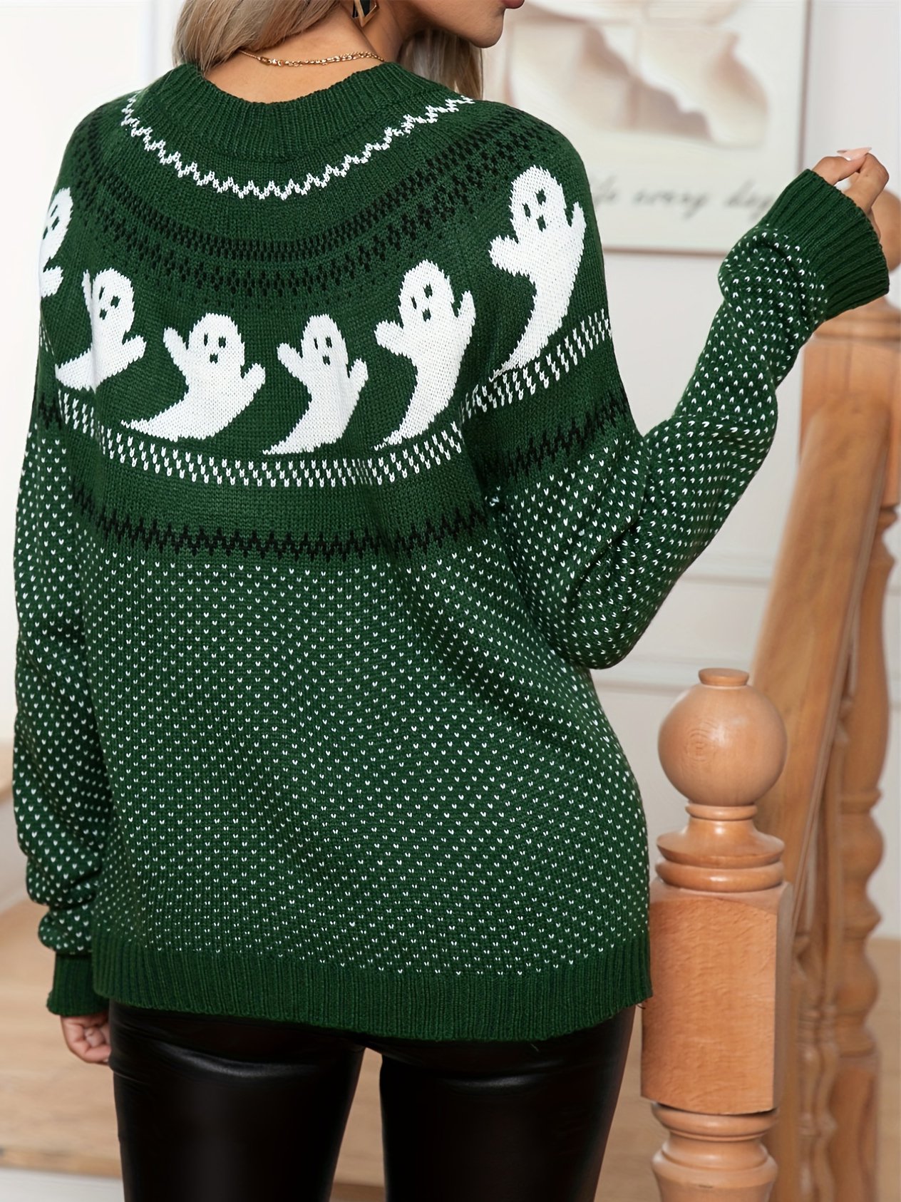 Halloween Yarn/Wool Yarn Loose Casual Sweater