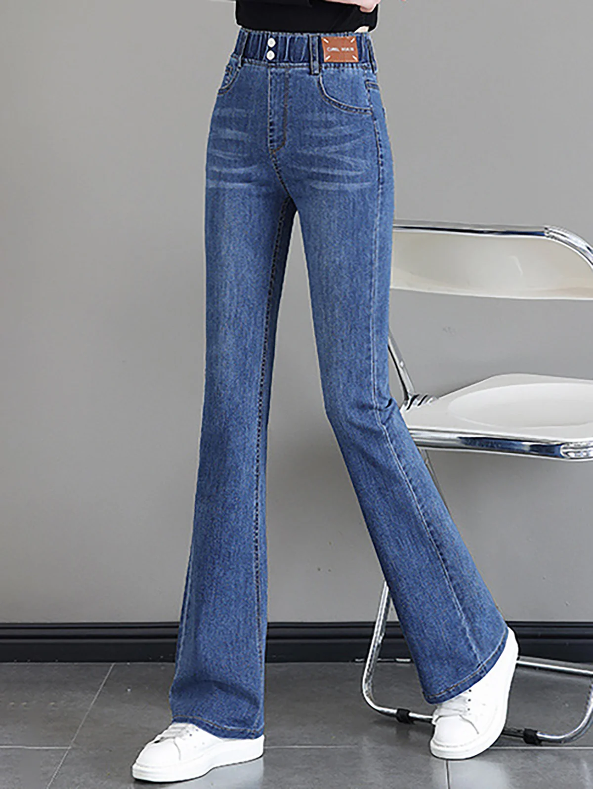 Plain Distressing Casual Denim Jeans