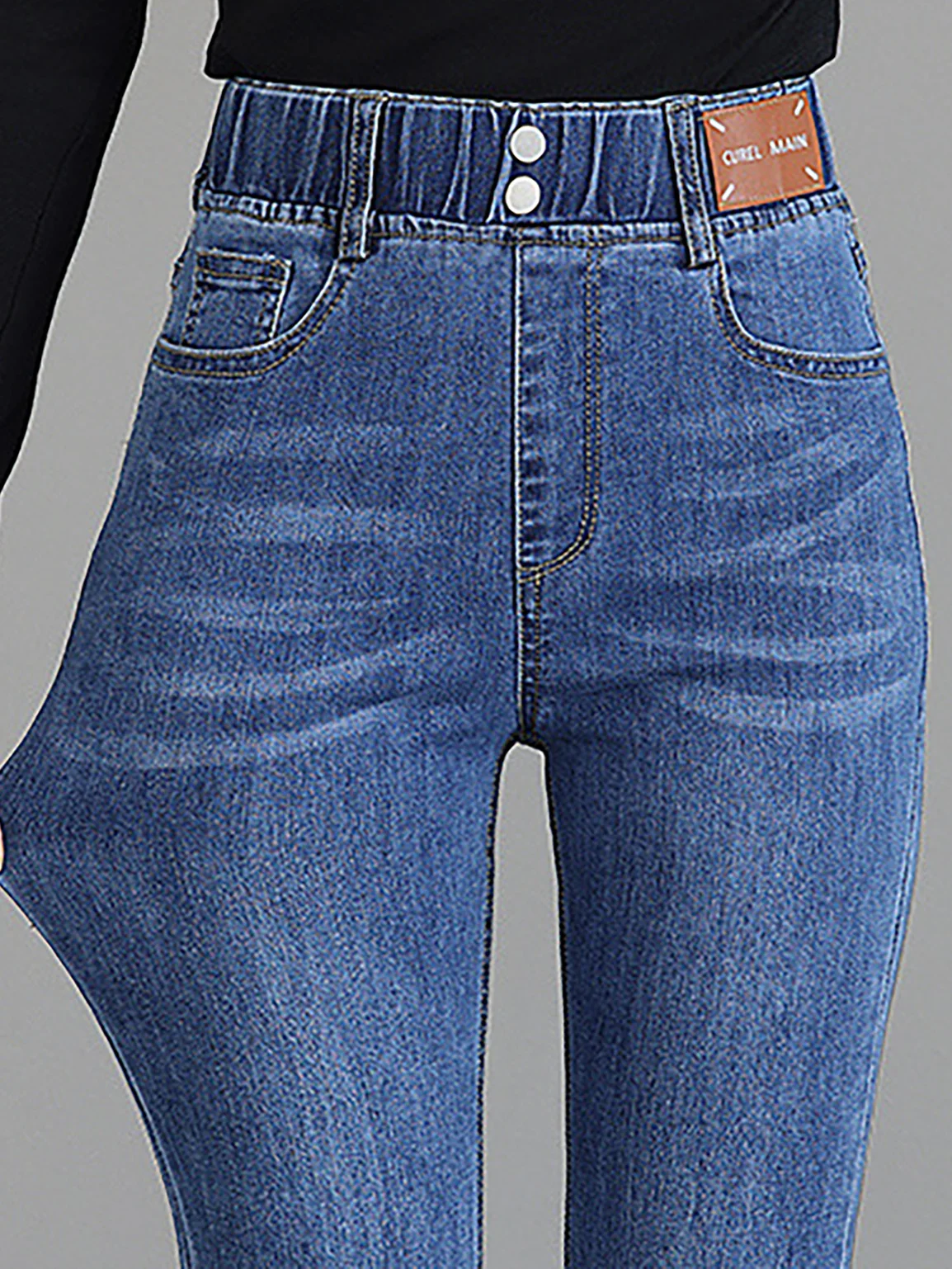 Plain Distressing Casual Denim Jeans