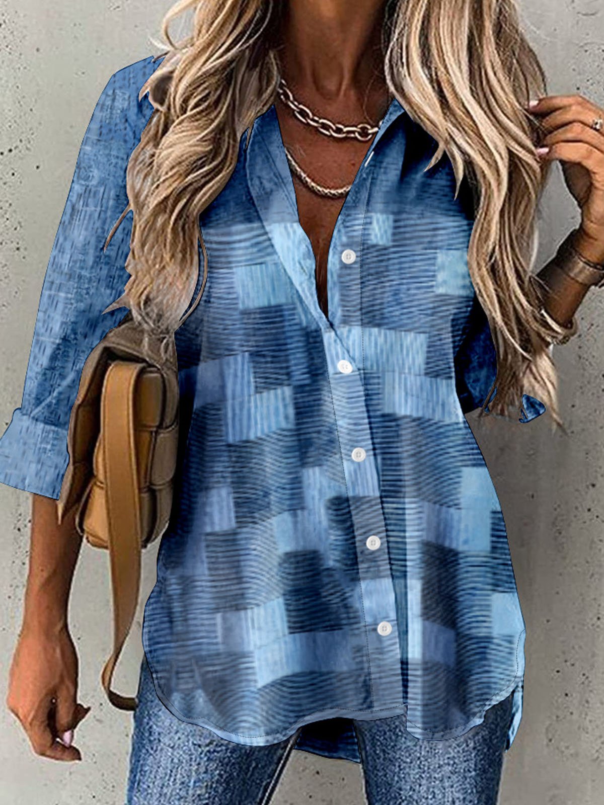 Plaid Shirt Collar Casual Loose Shirt