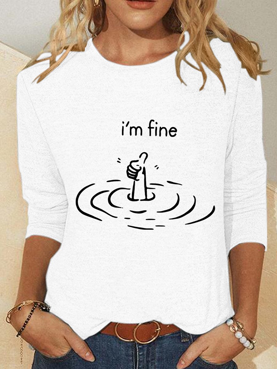 I'm Fine Casual Long Sleeve Shirt