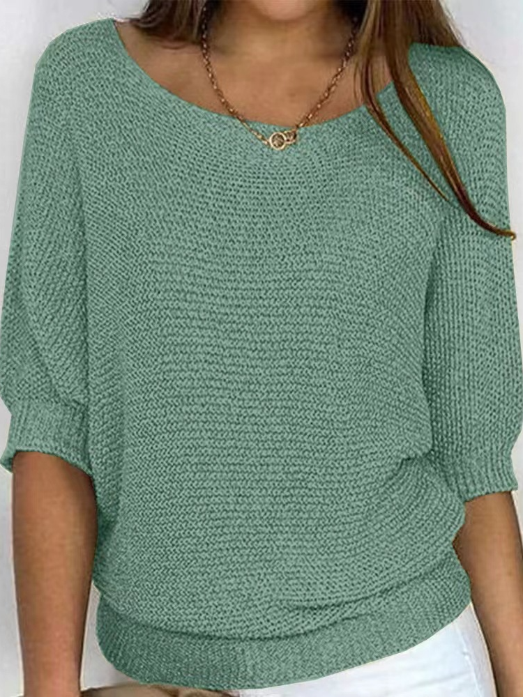 Loose Casual Crew Neck Yarn/Wool yarn Regular Sweater