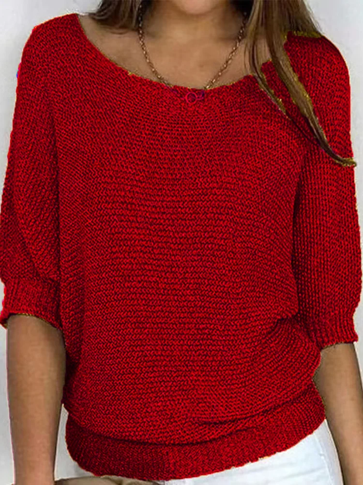 Loose Casual Crew Neck Yarn/Wool yarn Regular Sweater