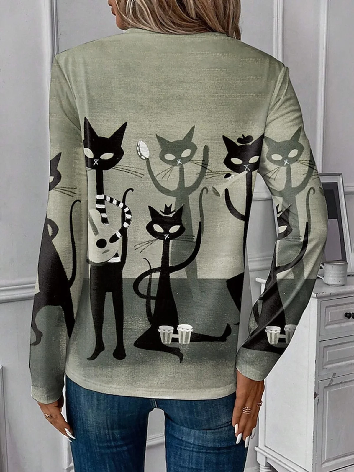 Cat Print Casual T-Shirt