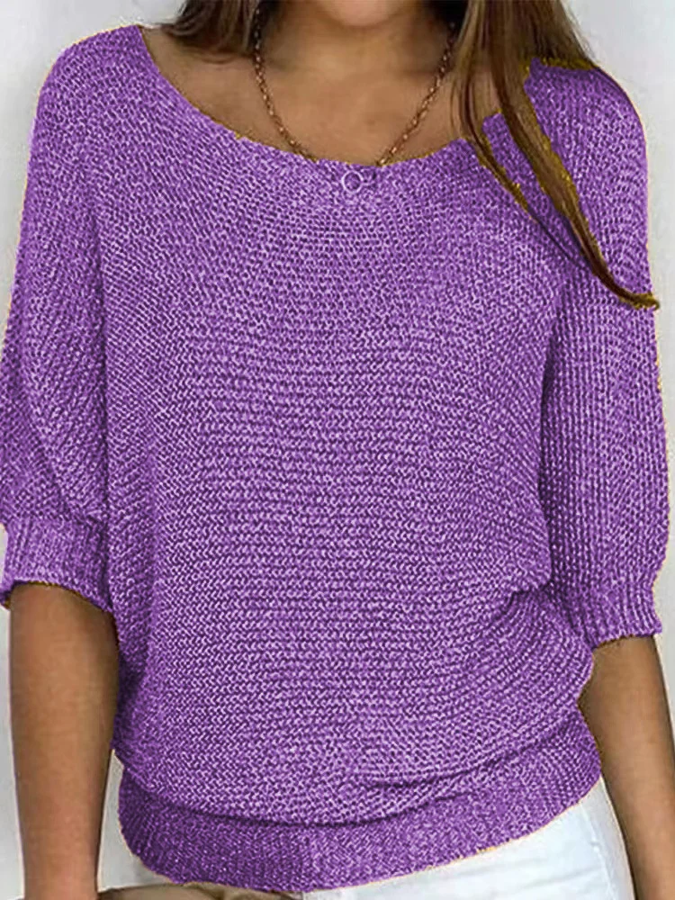 Loose Casual Crew Neck Yarn/Wool yarn Regular Sweater