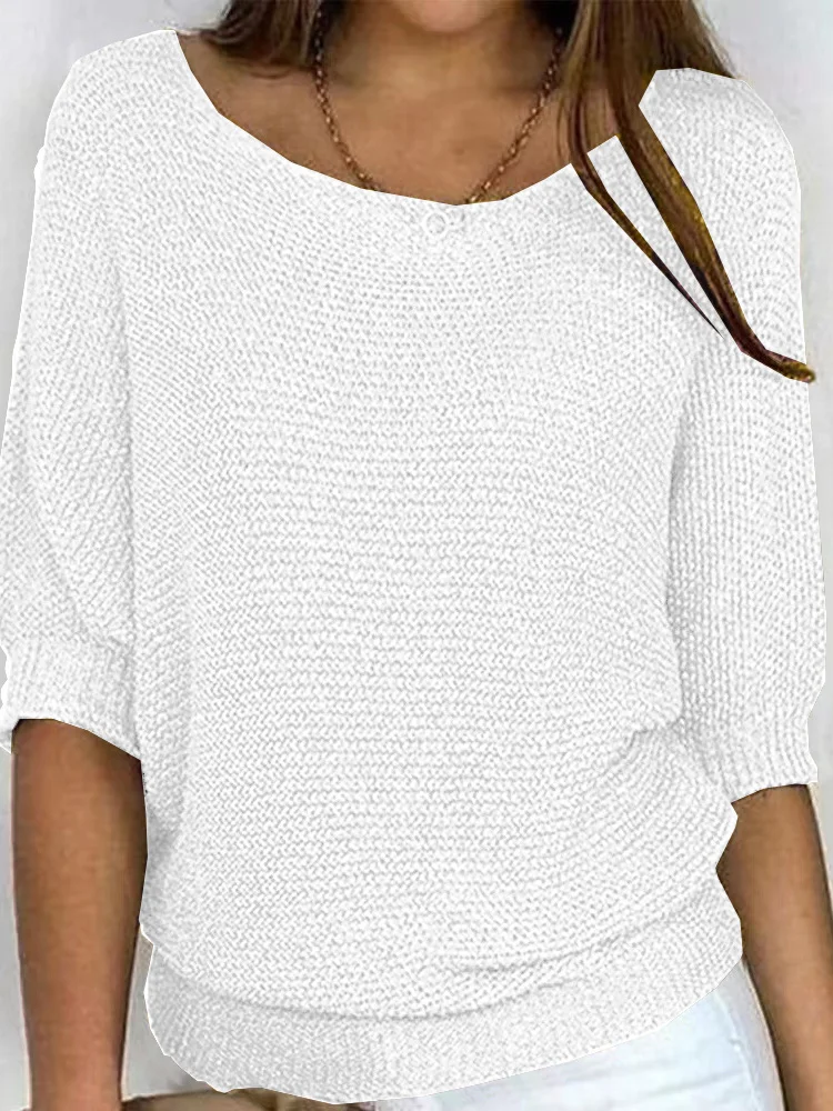 Loose Casual Crew Neck Yarn/Wool yarn Regular Sweater