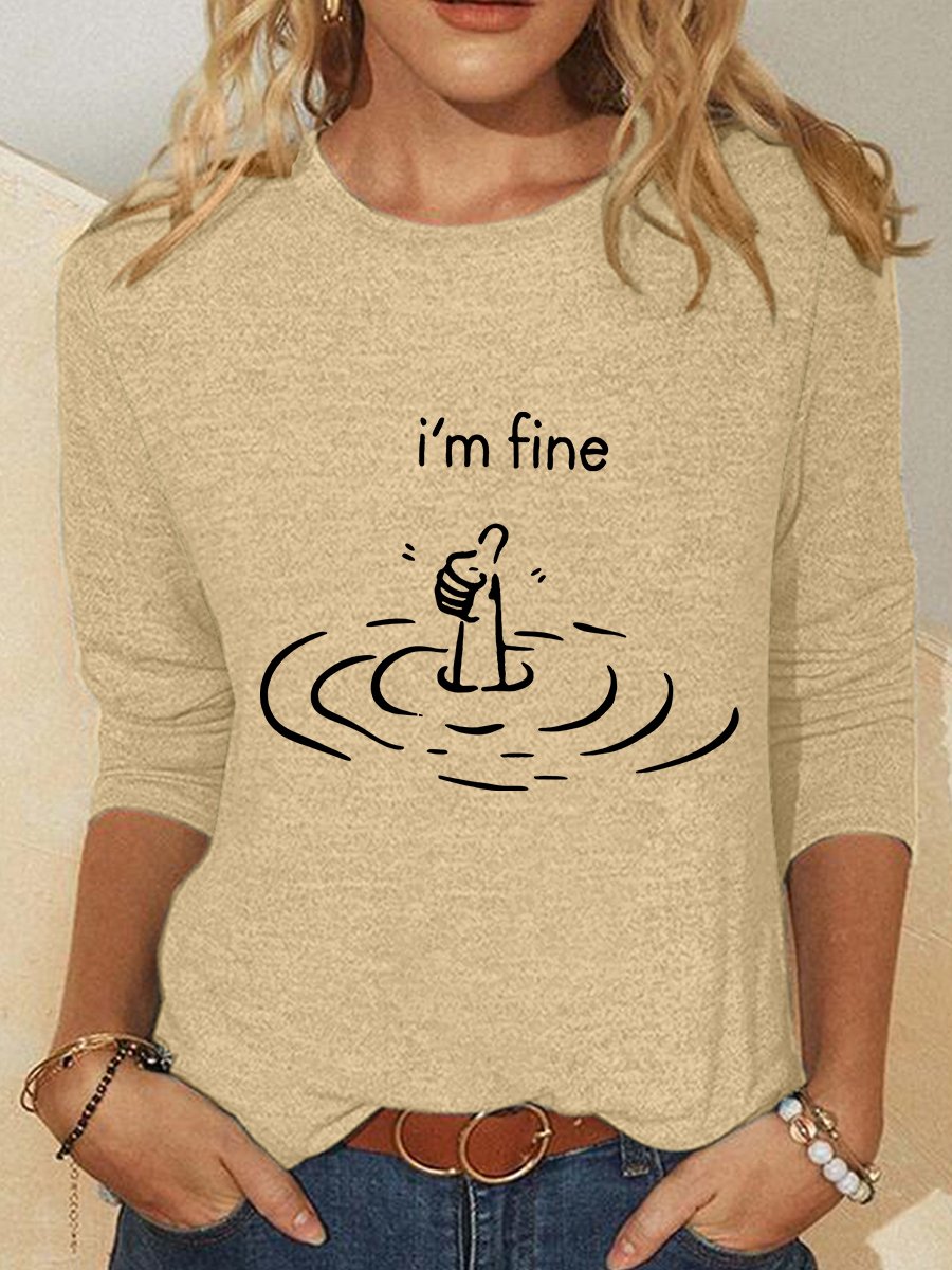 I'm Fine Casual Long Sleeve Shirt