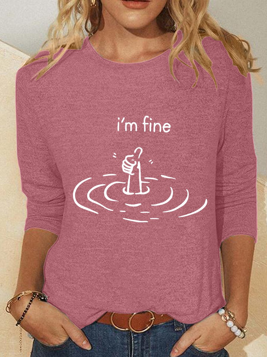 I'm Fine Casual Long Sleeve Shirt