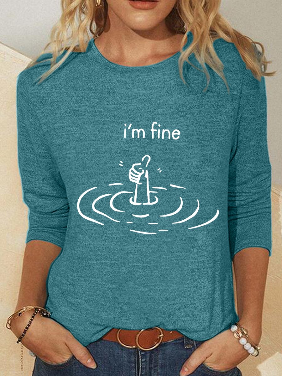 I'm Fine Casual Long Sleeve Shirt