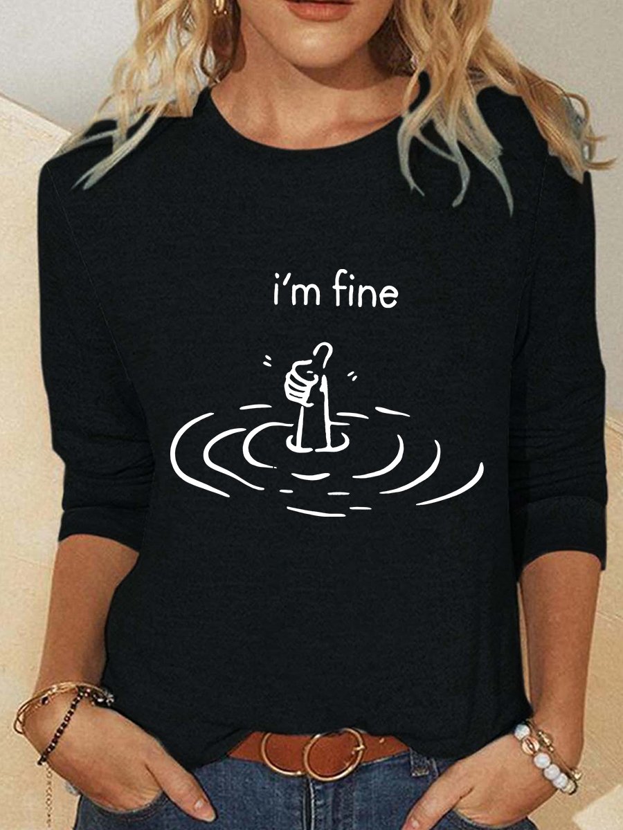 I'm Fine Casual Long Sleeve Shirt