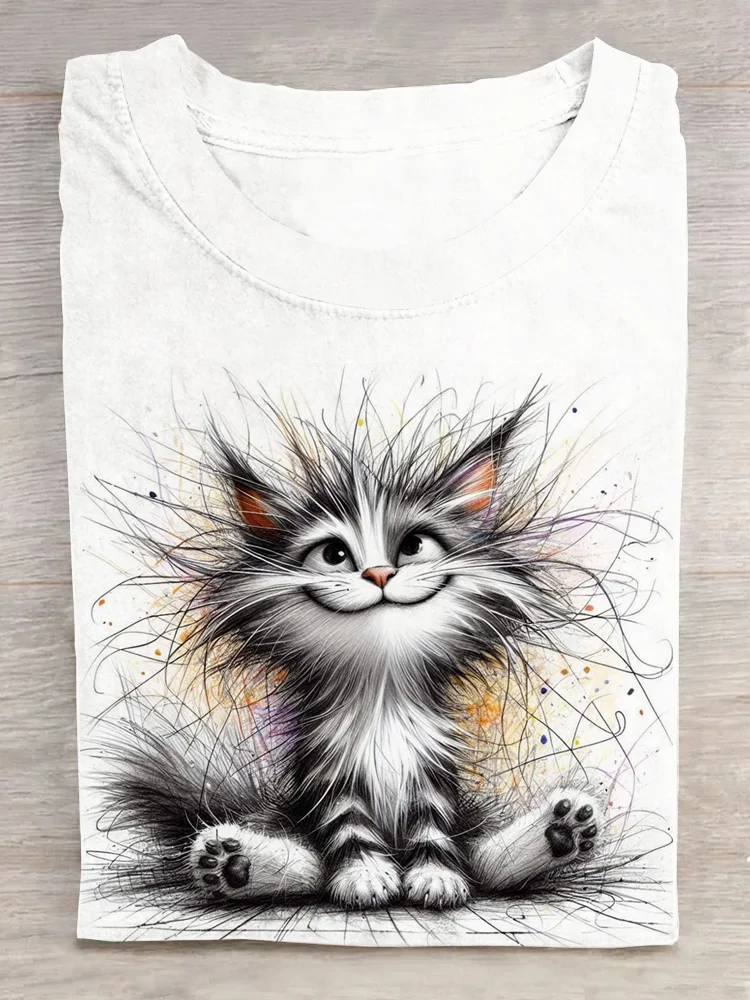 Cat Cotton Casual Loose T-Shirt