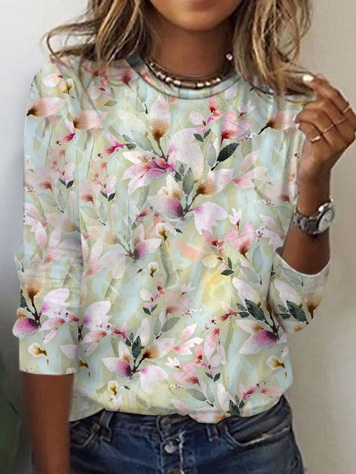 Floral Design Casual T-Shirt