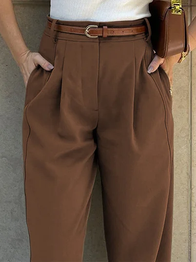 Urban Loose High Waist Belt Foot Suit Pants