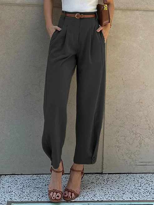 Urban Loose High Waist Belt Foot Suit Pants