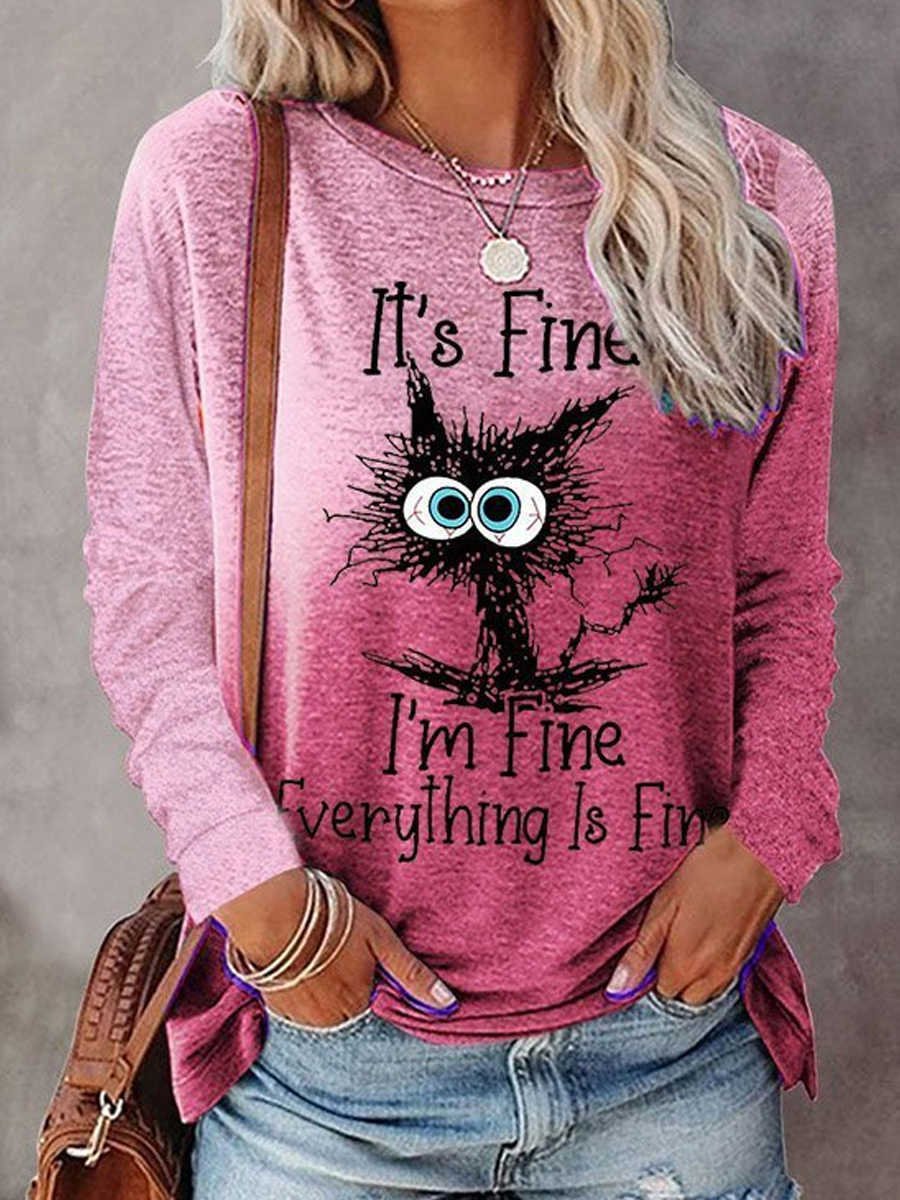 Knitted Letter Pattern Loose Casual T-Shirt