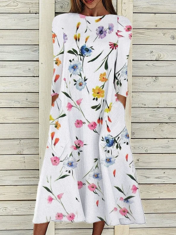 Casual Floral Dress With No