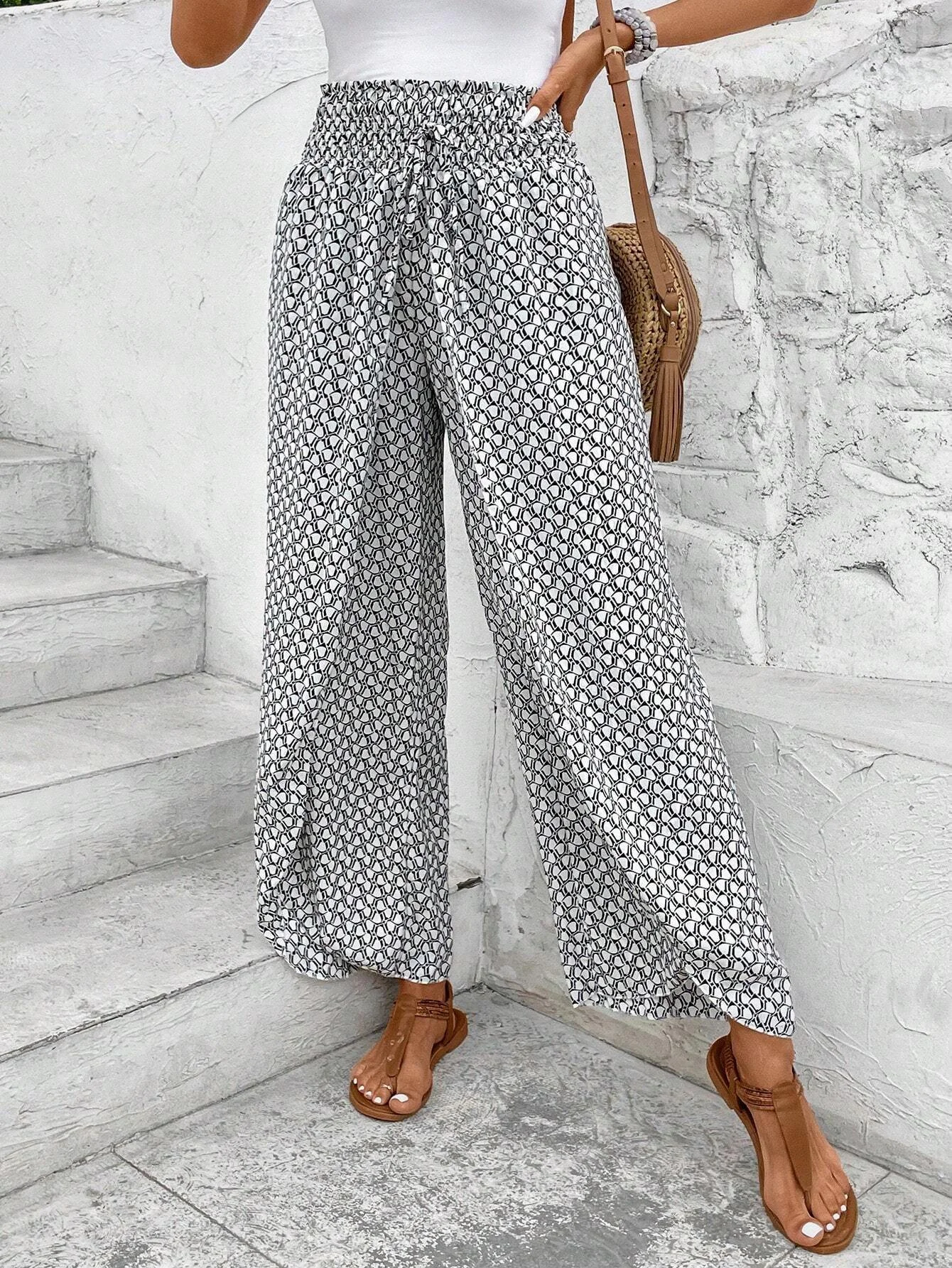 Geometric Loose Casual Pants