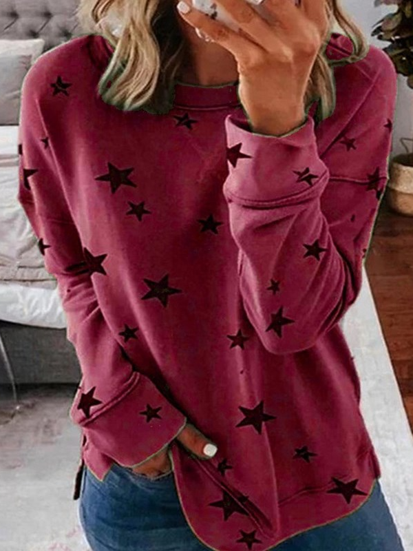 Crew Neck Loose Casual Sweatshirt