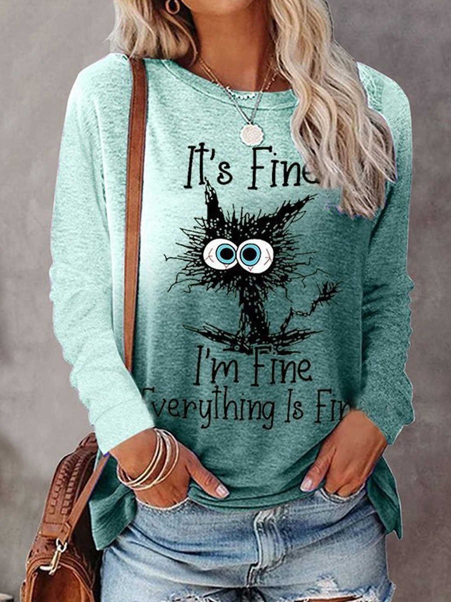 Knitted Letter Pattern Loose Casual T-Shirt