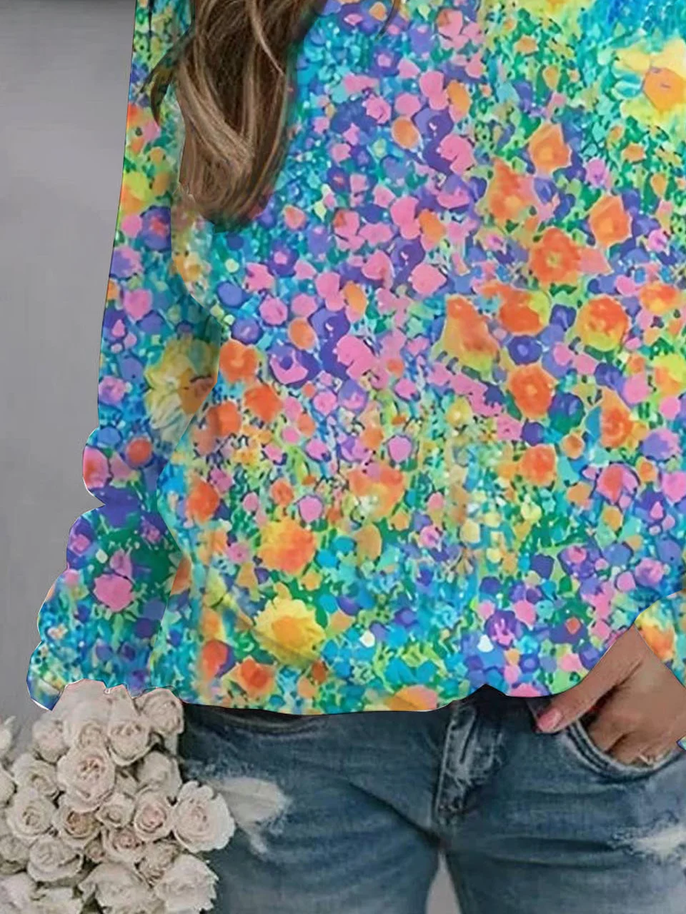 Floral print round neck Sweatshirt