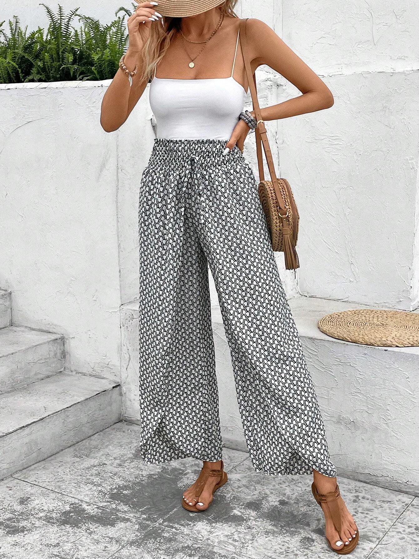 Geometric Loose Casual Pants