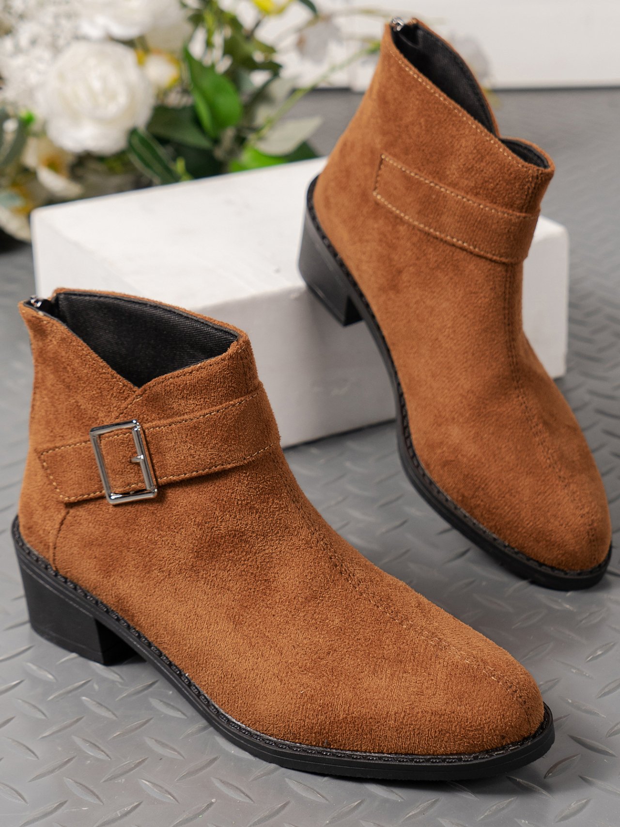 Plain Autumn Faux Suede Chelsea Boots