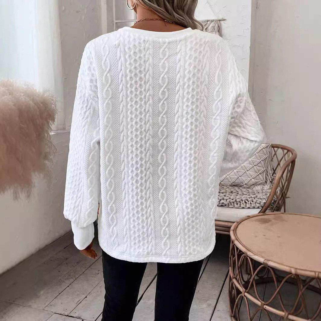 Plain Casual Loose V Neck Sweatshirt