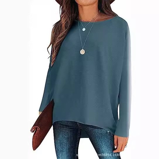 Women's Long Sleeve Blouse Spring/Fall Black Plain Crew Neck Daily Going Out Casual Top