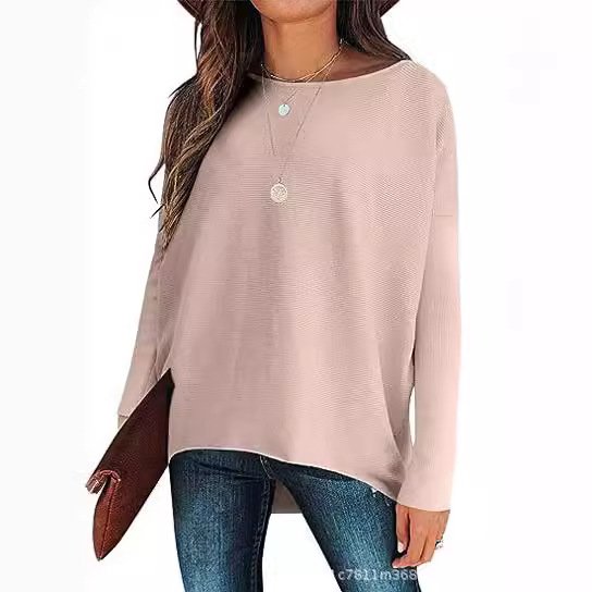 Women's Long Sleeve Blouse Spring/Fall Black Plain Crew Neck Daily Going Out Casual Top