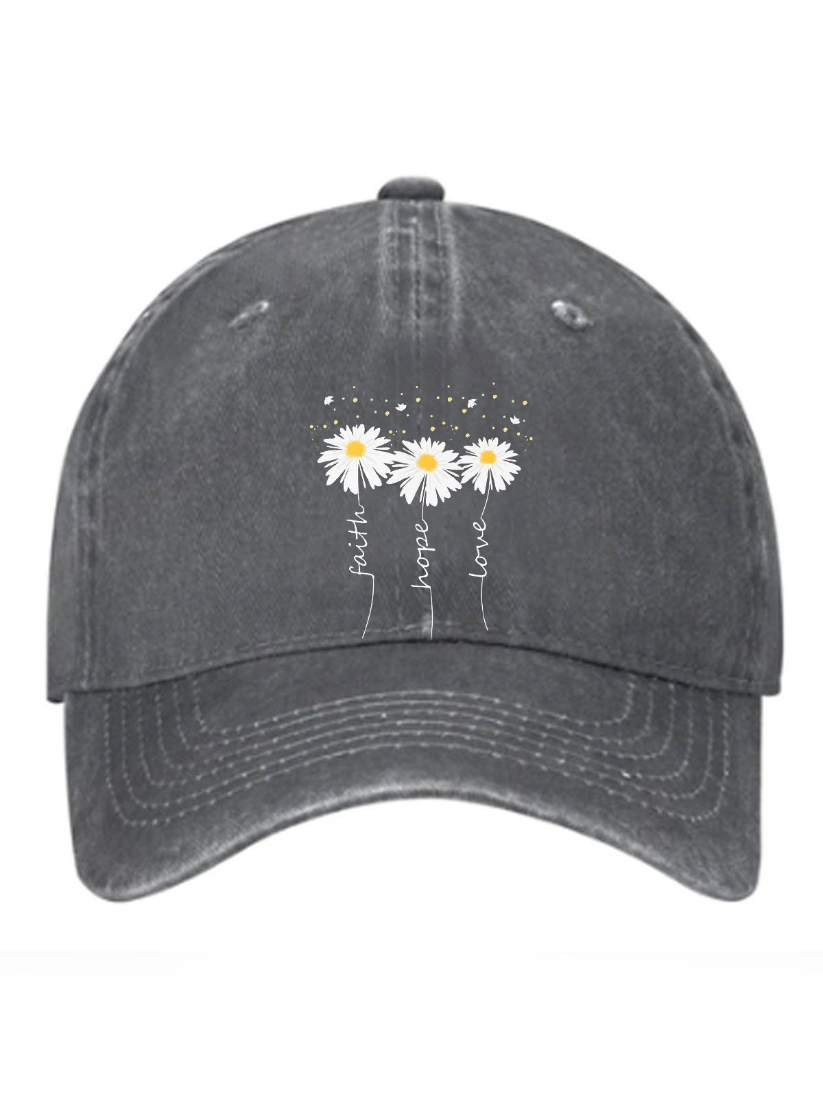 Daisy flower printed baseball cap